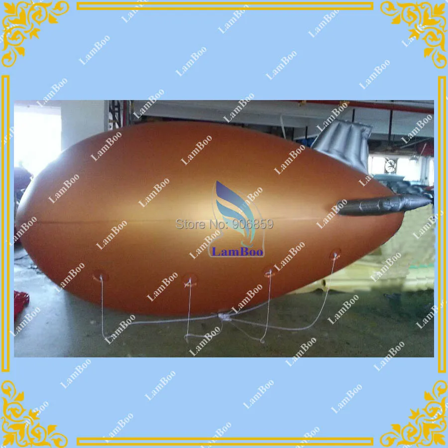 

Nice Design 13ft/4m Long Golden Inflatable Airship Blimp Zeppelin with Purple wings for Advertisement/DHL shipping
