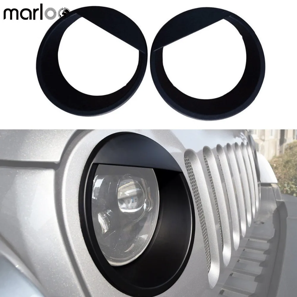 2 x Angry Eyes Headlight Trim Cover Bezels for Jeep Wrangler JK 2007-2017 ABS