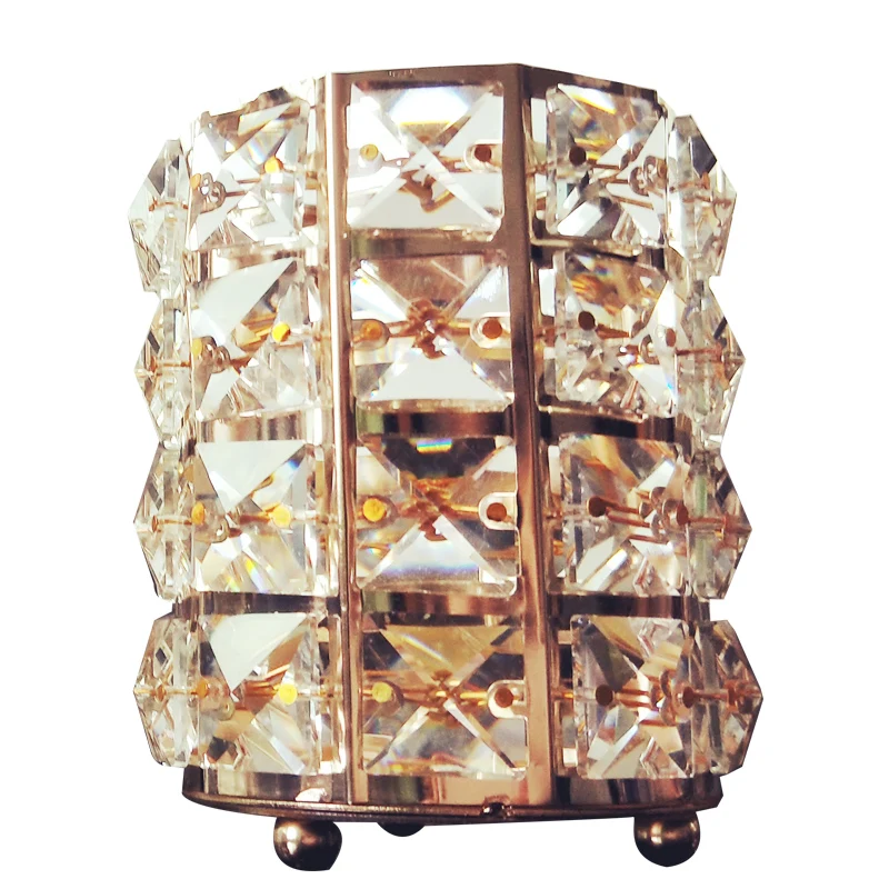 

Exquisite European Gold Crystal Cosmetic Storage Tube Desktop Makeup Brush Eyebrow Pencil Comb Dressing Table Organizer Box