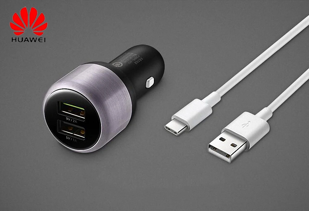 Original Huawei Honor Car Charger Dual USB 9V/2A 5V/2A Fast charge with 2A Type C Quick Charge