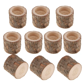

30 pcs Wood Raw Tree Stump Tea Light Candle Holder Candlestick Votive Candle Holder Stand for Home Church Wedding Decor