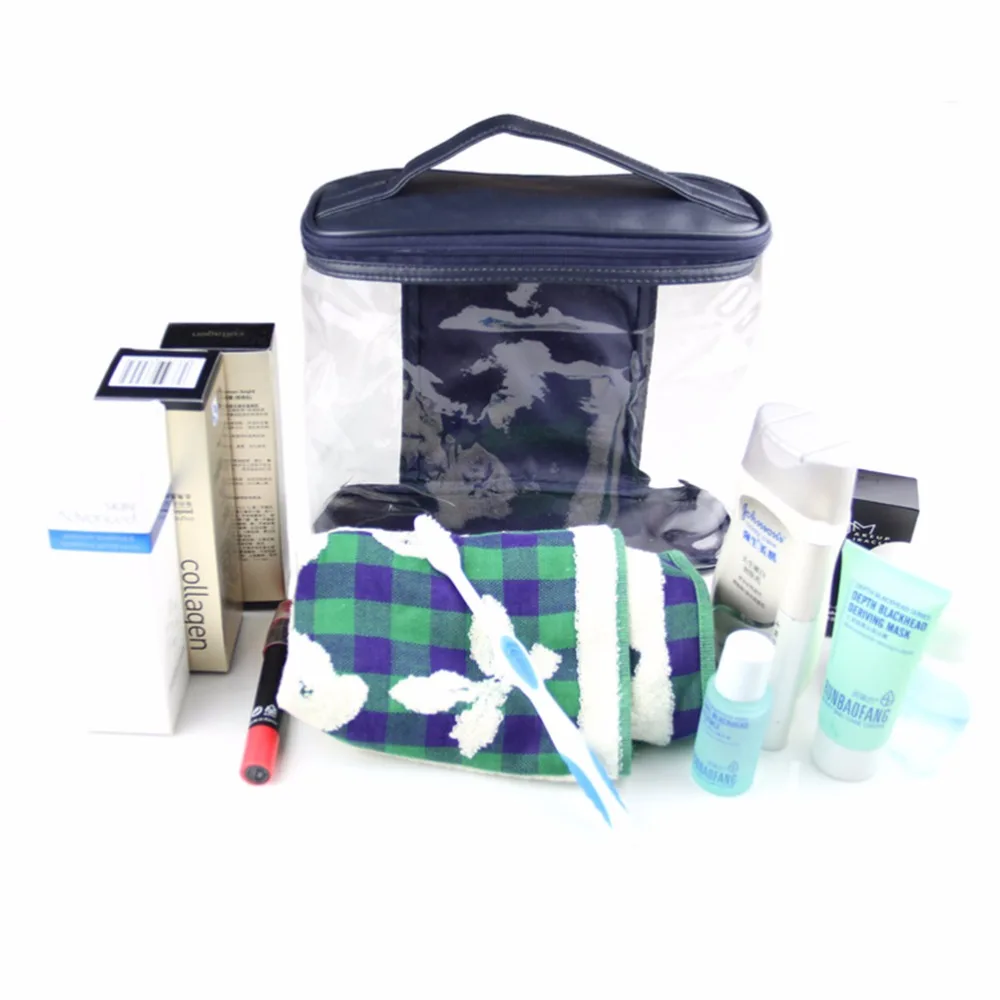 

Aosbos Women Men Waterproof Transparent Solid PVC Travel cosmetic bags Make Up Organizer Bag Toiletry Bathing Storage Handbag
