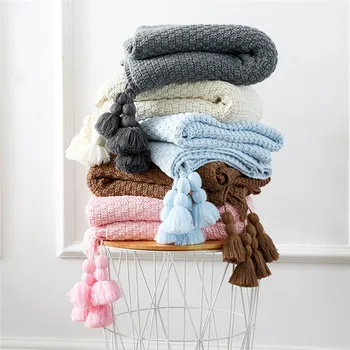 

130x170cm Fashion Handmade Soft Knitted Blanket On the Bed Knit Sofa Throw Cotton Blanket