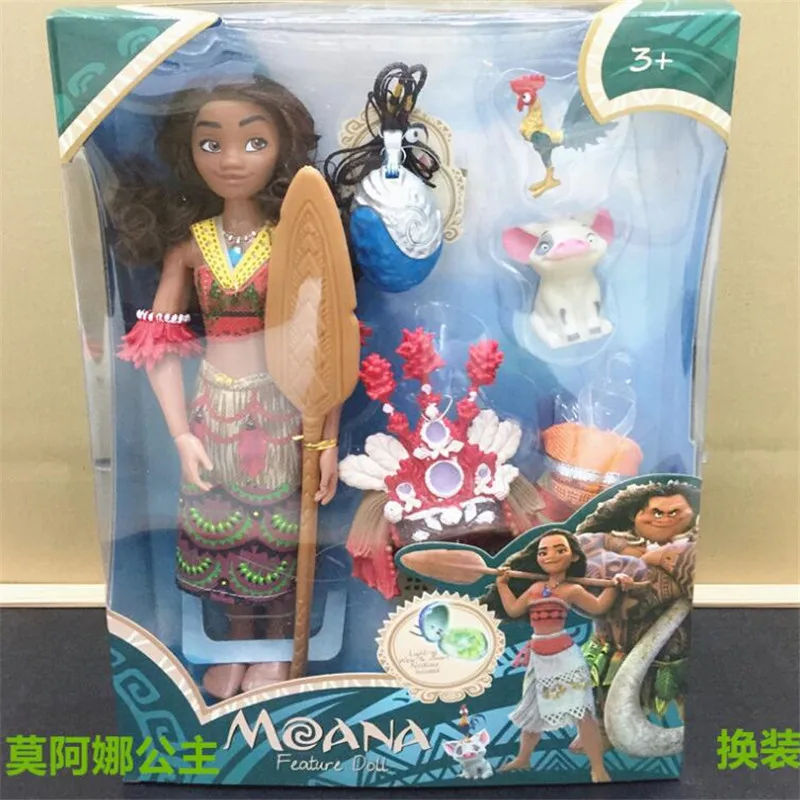Моана Vaiana фильм Waialiki Мауи Heihei куклы Boneca модели с музыкой фигурки детей Lover