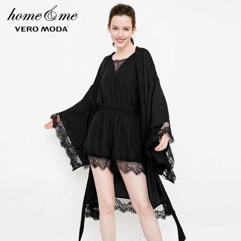 

Vero Moda 2019 New Lace Splice Lace-up Loose Fit Women Night Gown|3182R1505