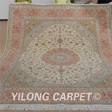 Yilong 8'x10' восточные напольные шерстяные ковры розовый персидский изысканный шерстяной небольшие ковры из шелка(1320