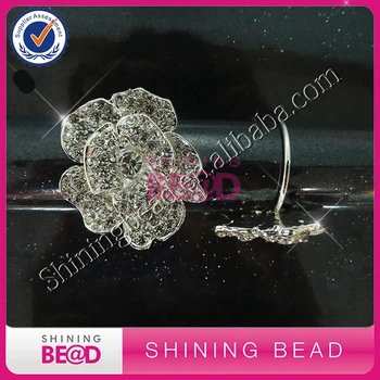 

50Pcs/lot+Silver plated rose shape rhinestone napkin rings for weding table decoration