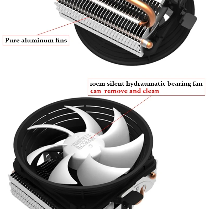 PcCooler V4 cpu cooler 2 heatpipe 3pin 10 см тихий вентилятор для AMD для Intel LGA 775 1151 1150 1155 1156 охлаждающий вентилятор радиатора