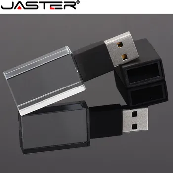 

JASTER Crystal Transparent USB Flash Drive 4GB 8GB 32GB USB 2.0 Memory Stick Metal Pen Drive Gifts Free Custom Car Logo
