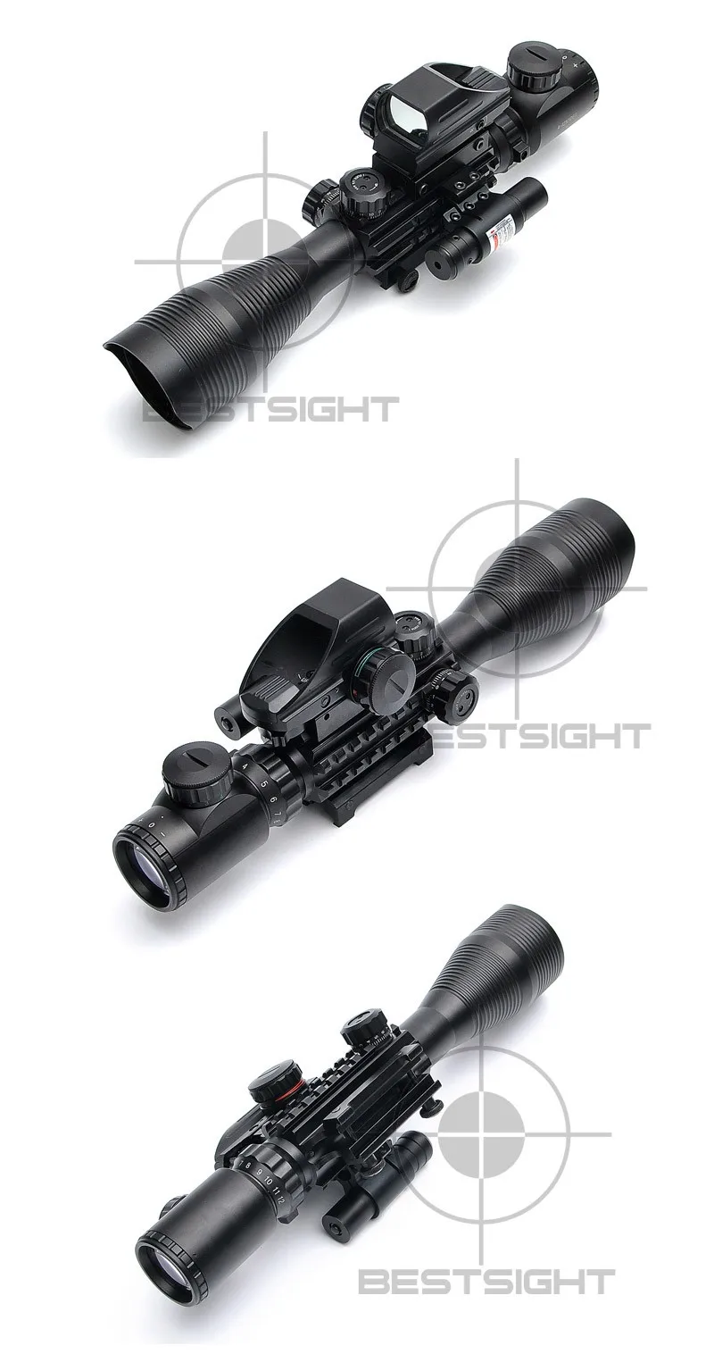 Тактический 4-12X50 EG Riflescope оружие для страйкбола охота огнестрельное оружие прицел для ружья с голографическим 4 оптический прицел с прицельной сеткой+ красный с лазером