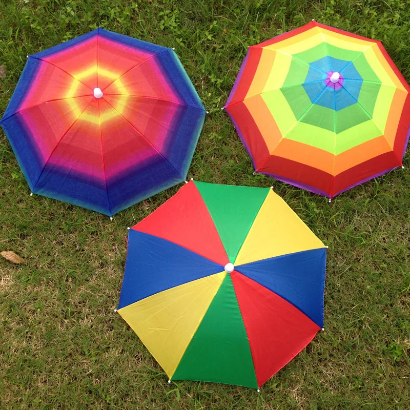 3 Color Rainbow Umbrella Rain Hat Parapluie Sun Beach Umbrella Sport