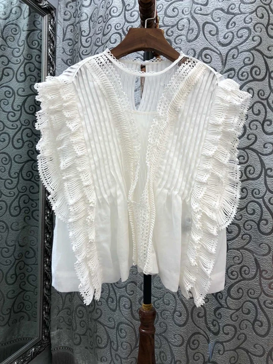 

2019 summer new women's wild color round neck fold vest top