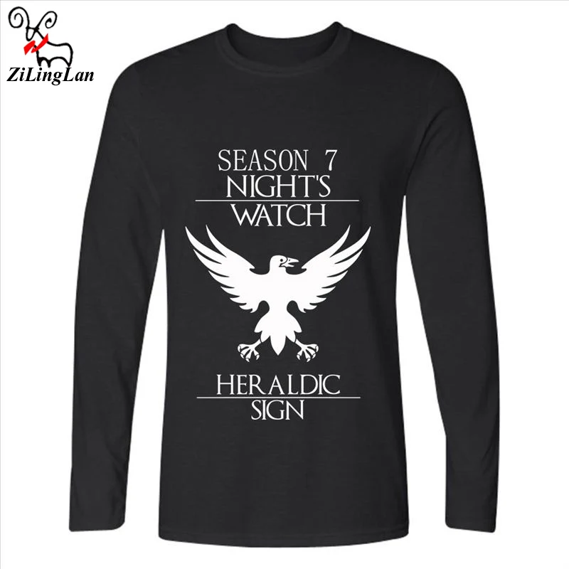 Zilinglan Night's Watch Game of Thrones Black Men Streetwear T Shirt