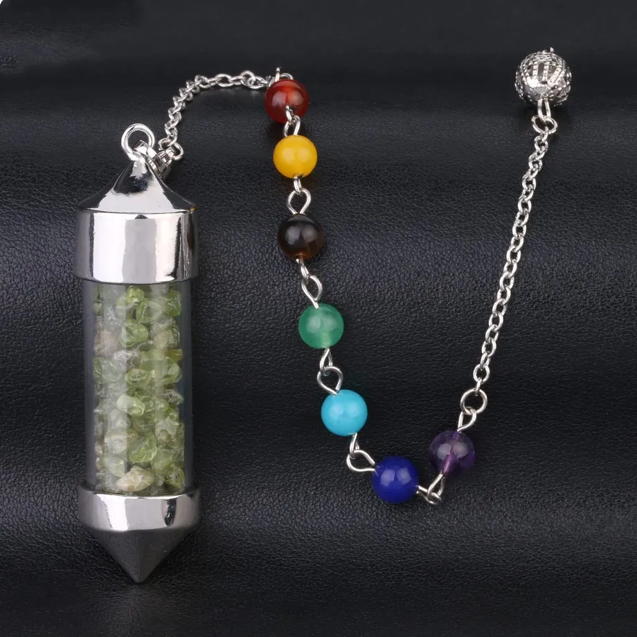 Бутылка желаний маятник рейки натуральный чип камень кулон ожерелье гадание амулет кулон