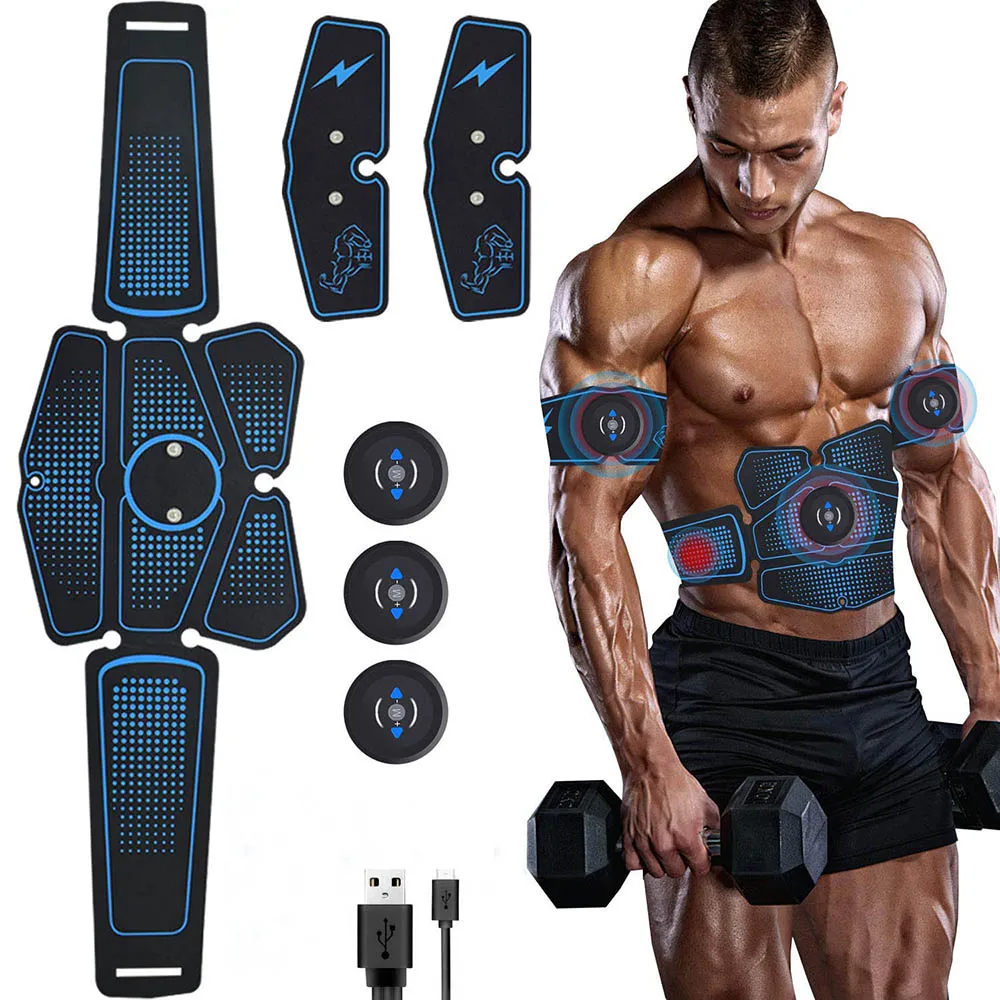 Online Abdominal Muscle Trainer EMS Fitness Equipment Training Gear Muscle Exerciser Stimulator Belt Belly Arm Leg Massage USB Charged
