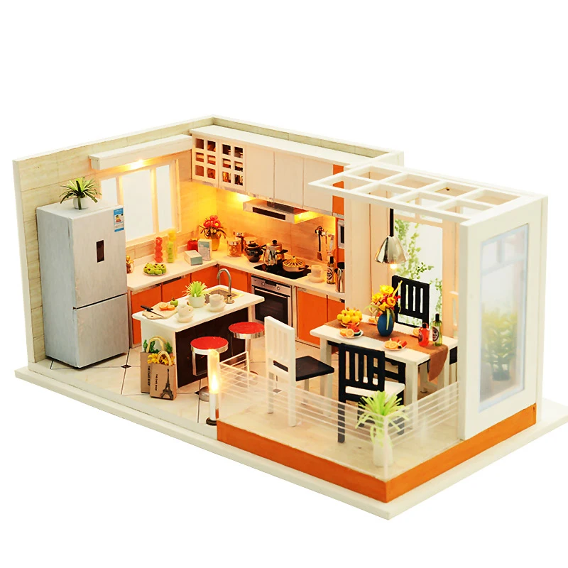 

DIY Doll House Miniature Dollhouse With Furnitures Building Kits House For Dolls Casa Model Gift Toys For Children K032 #E