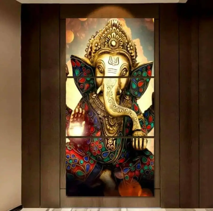 

3 Pieces HD Printed Modular Wall Art Pictures Canvas Home Decor Room Elephant Trunk God Painting No Frame