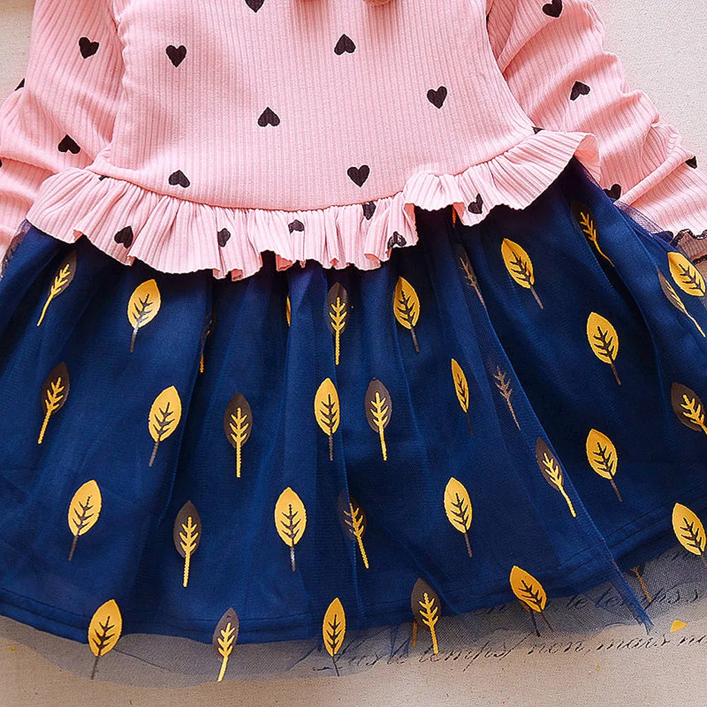 Детская одежда платье для девочек платье принцессы с длинными рукавами и оборками для маленьких девочек 1 От 2 до 5 лет