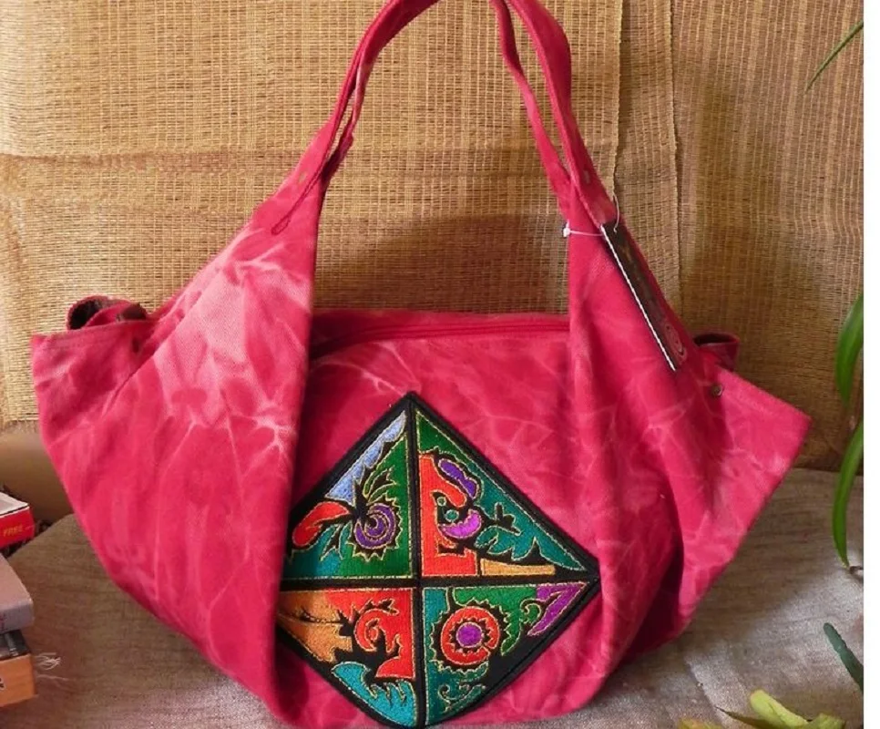 

Hot handbags for women Watermelon red ladies embroidery bag Cotton fabric and PU handbag with free shipping