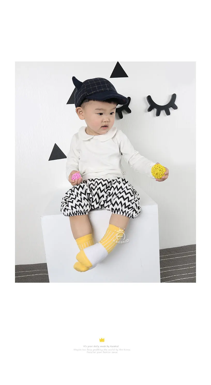 Kacakid 2024 New Stripe Color Patchwork Non Slip Boys Girls Cotton Socks Cheap Stuff Meias Infantil Kids Socks 0-4 Years 8