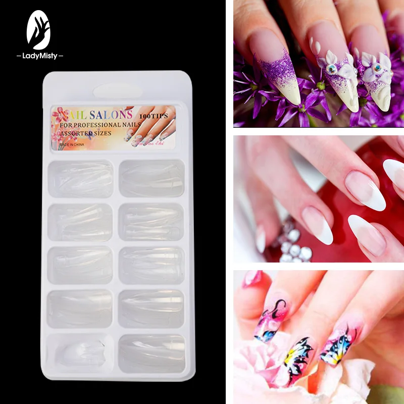 LadyMisty Blister Boxed Women 100pcs Square False Nail Tips Artificial