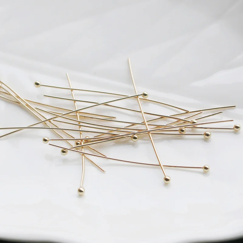 

Gold filled color brass Pins ball head beads end needles for making jewelry accessories 0.5*45mm 10pcs