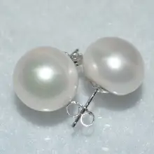 Натуральный белый редкий большой 12-13 мм полукруглый пресноводный жемчуг настоящие 925 s серьги-гвоздики