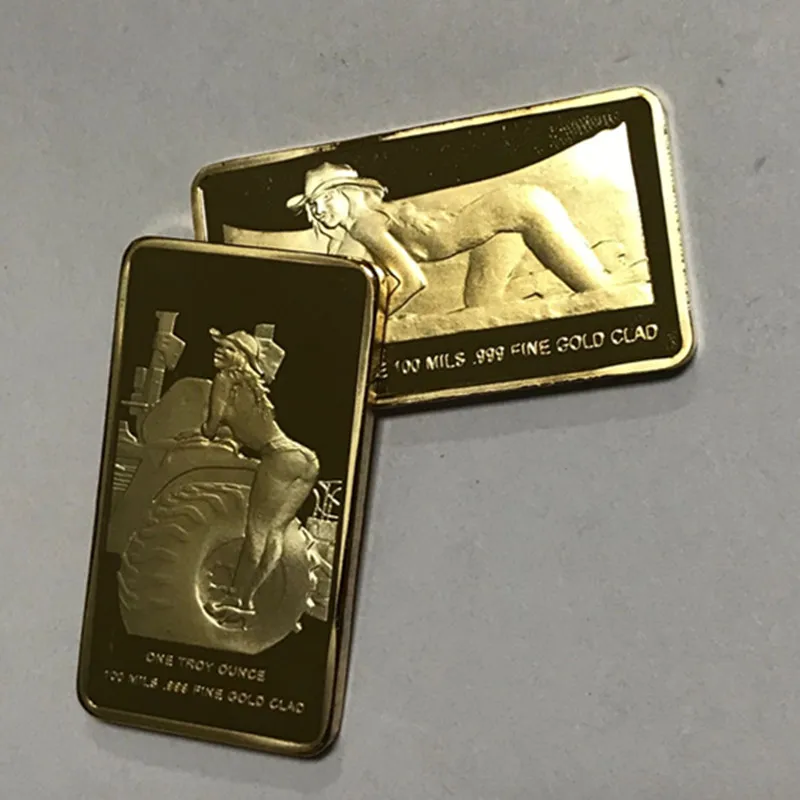 Заказ образца 1 шт. красивый значок для девушки 1 OZ 24k настоящий позолоченный красивый сексуальный значок 50x28mm Сувенир Монета бар