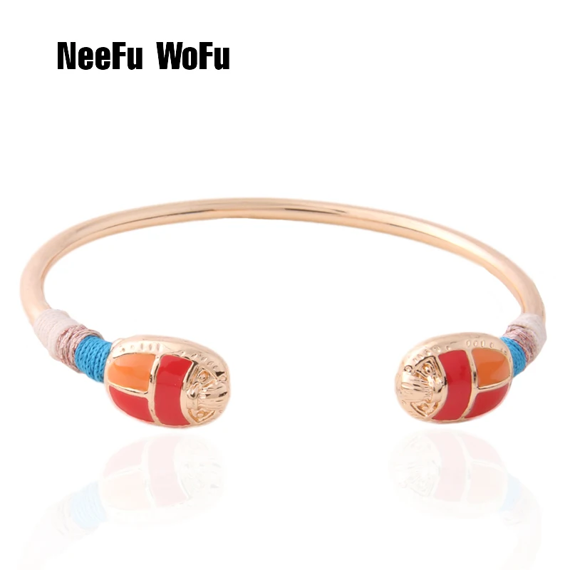 

NeeFu WoFu Beetle Bracelets manual bangles for women insect Open bracelet Fashion Jewelry charm brand collection full pave