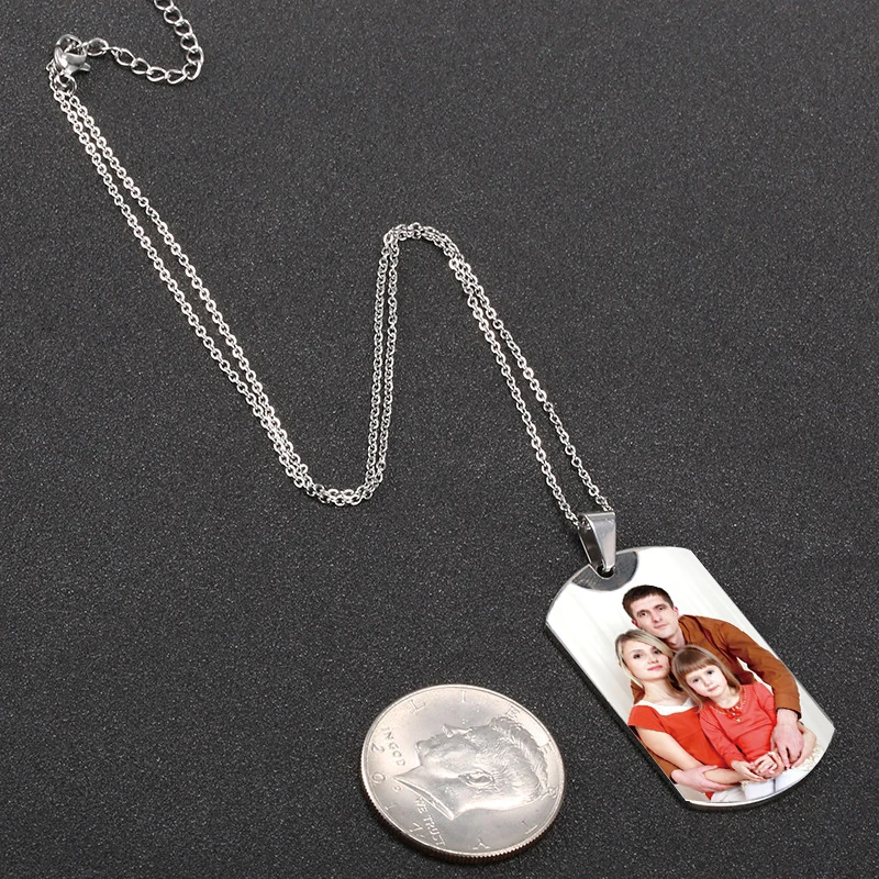 AMORUI индивидуализированные ожерелья гравировка фото имя ожерелье цепь с подвеской в виде сердца ожерелье ювелирные изделия для женщин и мужчин ID