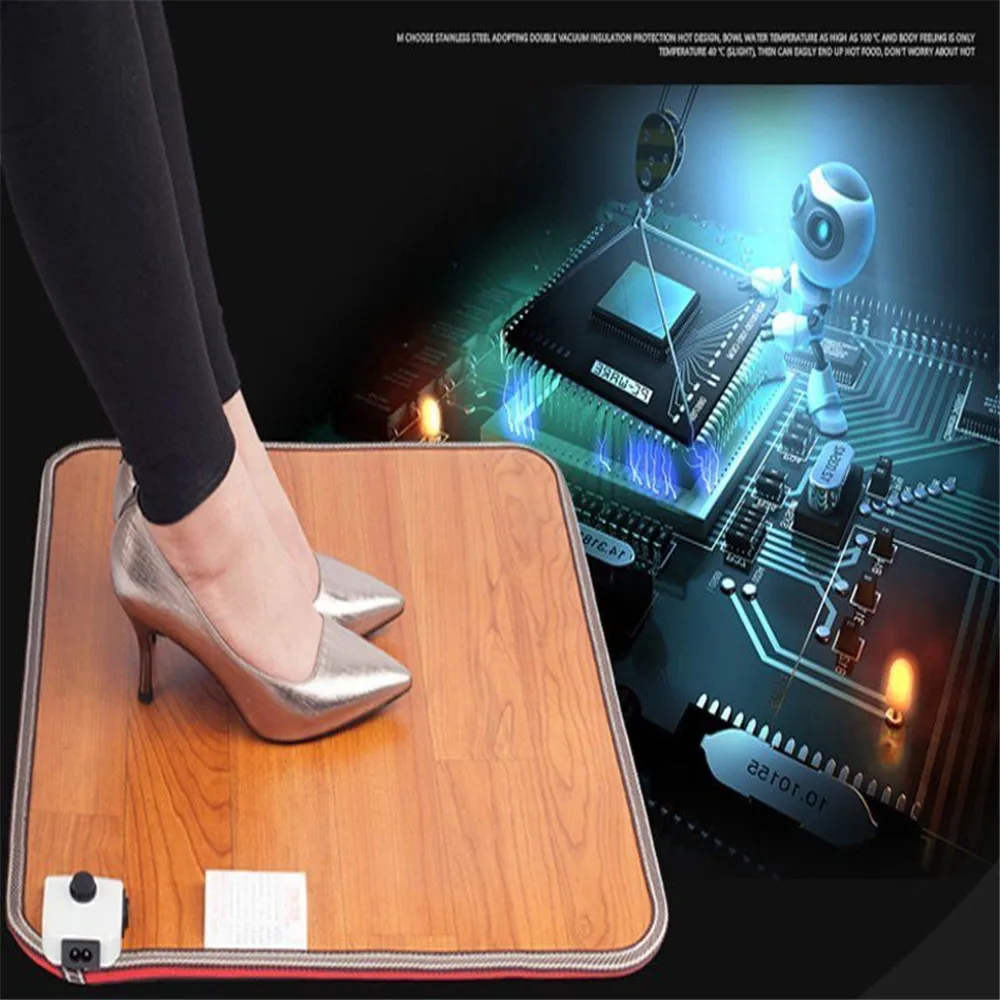 Electric Foot Warmer Carpet Pad Heated Thermostat Floor Mat Office Waterproof