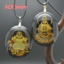 1 unid Buda y Guanyin Tallada Colgantes Collar de Cadena de 24 ”De Goma Interior Para Hombres y Mujeres Joyería de Moda