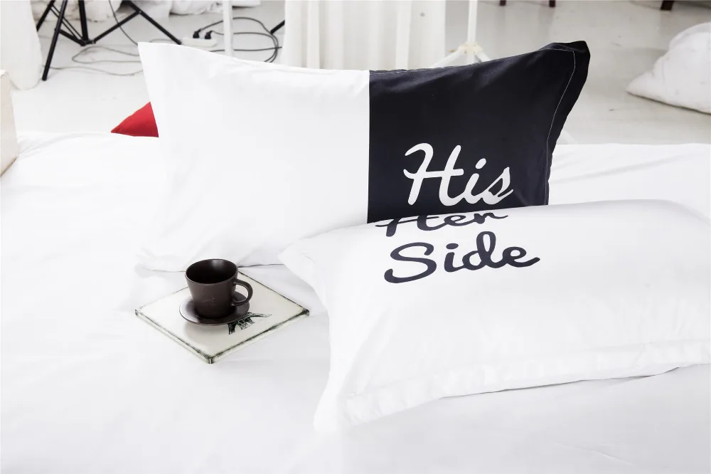 Us 50 05 35 Off Best Wensd Black White Her Side His Side Comforter Bedding Sets Double Bed 3 4pc Bedsheets Couples Duvet Cover Set Jogo De Cama In