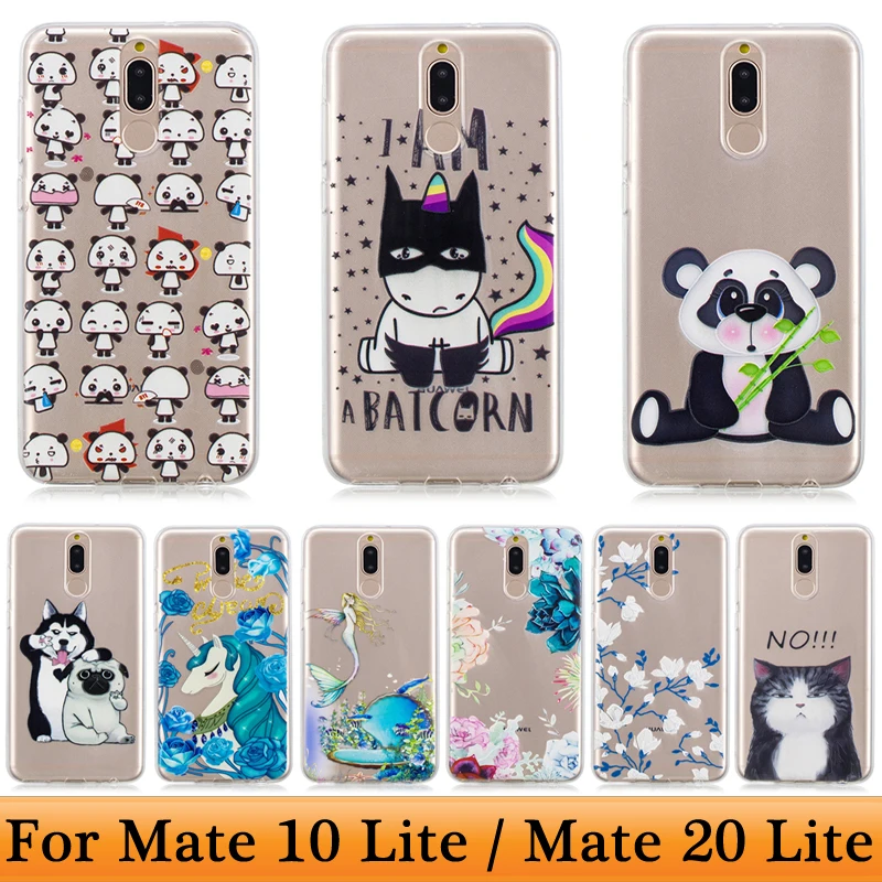 Мягкий тонкий чехол для Huawei Mate 10 Lite 20 силиконовый мультяшный Mate20 задняя крышка с