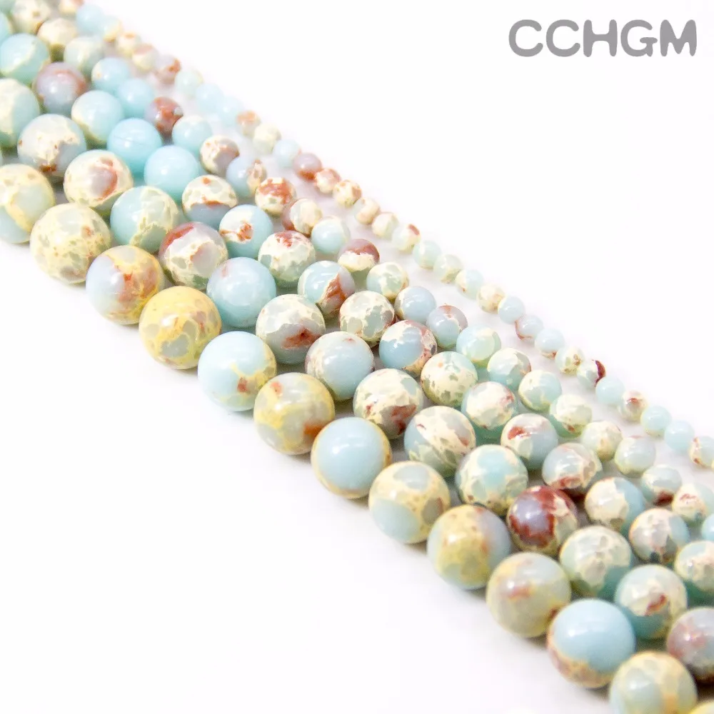 

CCHGM Wholesale Polished Natural ShouShan Stone Snakeskin Blue Stone Beads For Jewelry Making DIY Bracelet Necklace 4/6/8/10/12