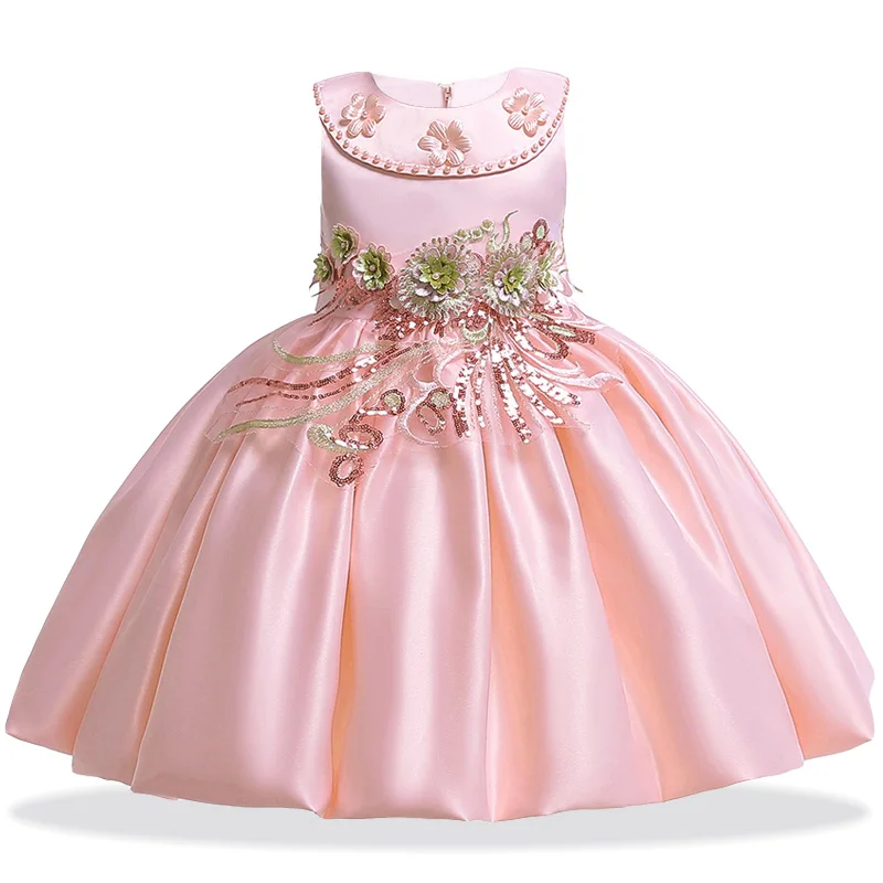 

Children Clothing Bowknot Elegant Girls Princess Dress Flower Girls Wedding Dress Kids Party Dresses For Girls 2 6 7 8 9 10 Year