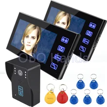 7 Color Video font b Door b font Phone Video Doorbell Intercom System 2 Monitor 1