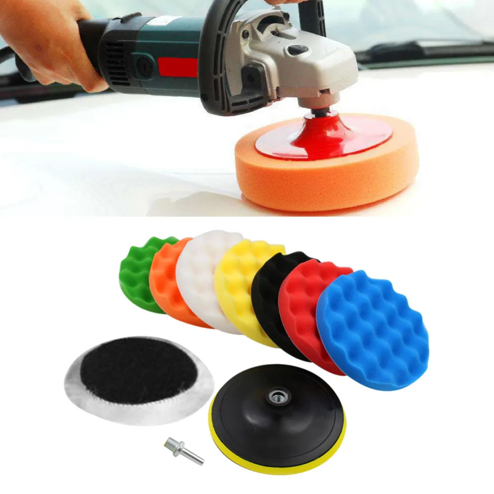 

10Pcs Car Sponge Polishing Pad Set Buffing Waxing Pad For Car Polisher Buffer Drill Adapter Wheel polisher 3" 4" 5" 6"optional