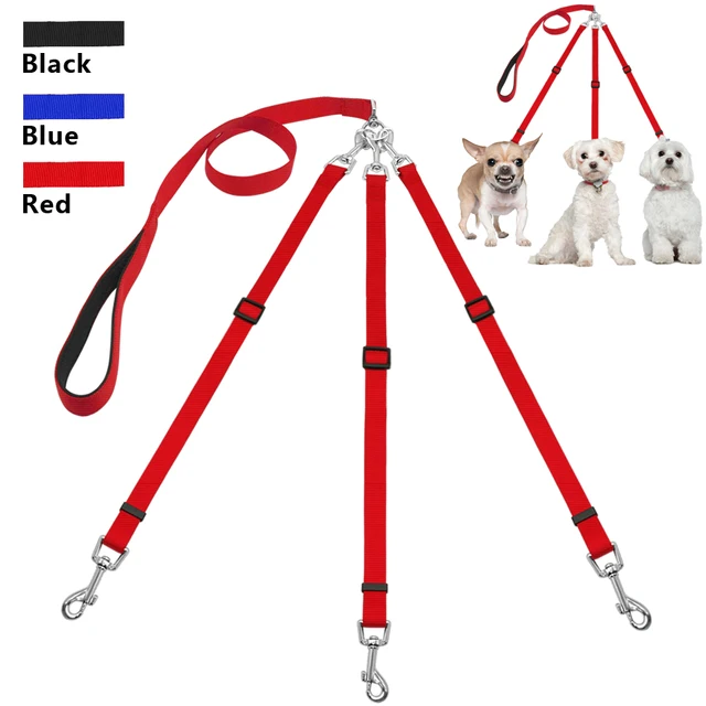 3 Dog Leash No Tangle Heavy Duty Detachable 360° Swivel Device Multiple Dog Leash With Padded Handle For Two/Three Pets (6-40 Lbs