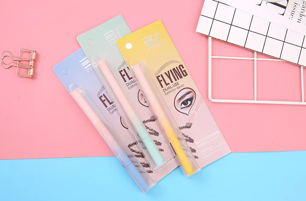 Градиентный автоматический косметический набор со сдвоенной головкой инструменты вращение черный коричневый карандаш для бровей треугольник заправка с щеткой для бровей sopracciglia