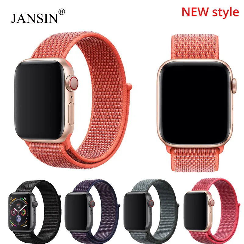 

JANSIN New Nylon Sport Loop band for Apple Watch Series 4 44mm 40mm strap watchband for iWatch 42mm 38mm Series 3 2 1 bands