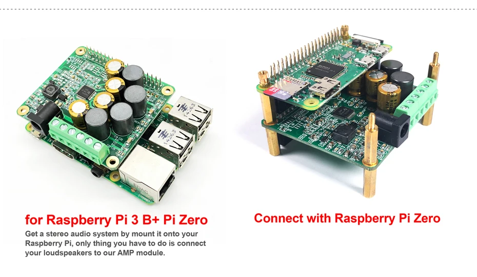 RPI HiFi AMP HAT 25 Вт усилитель мощности класса D TAS5713 Аудио Звуковая карта Плата расширения для Raspberry Pi 4 3 B+ Pi Zero W