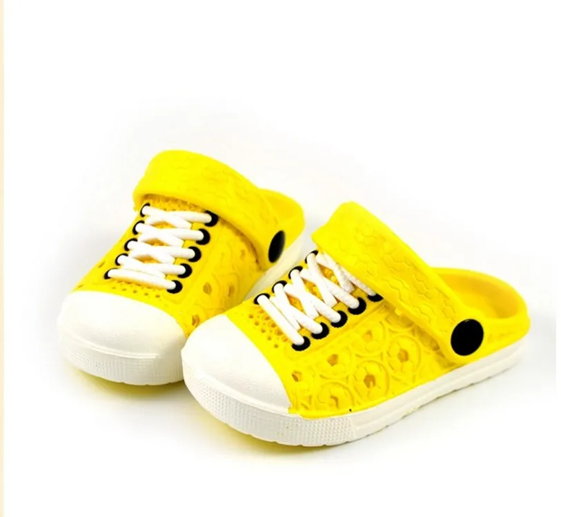 Новинка лета детей имитация кружевная обувь для мальчиков и девочек сандалии обувь с отверстиями сандалии Повседневная поколение толстяков - Цвет: Цвет: желтый