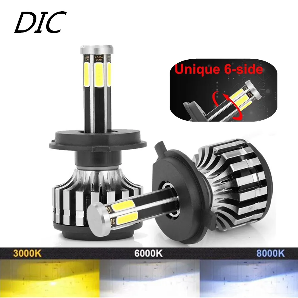 

DIC 6-Side COB H7 LED H4 H8 H11 Fog Lights 9005/HB3 9006/HB4 9012/HIR2 9004 9007 H13 H1 H3 HEADLIGHT Hi-Lo 6000K 8000K 3000K SUV