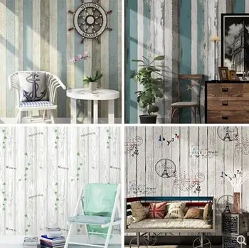 

Waterproof PVC wood grain self-adhesive wallpaper male and female dormitory dormitory warm bedroom ins living room Mediterranean