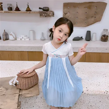 

Girls Dress Summer Retro Chest Dress Costume Girl Baby Super Fairy Chinese Style Dress