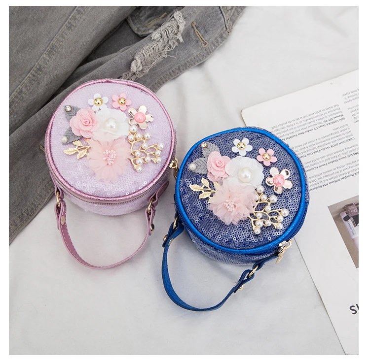 Детский мини-клатч Сумочка милая жемчужная сумка для детей девочек блестки кошельки с дизайном «цветок» и сумки детские сумки