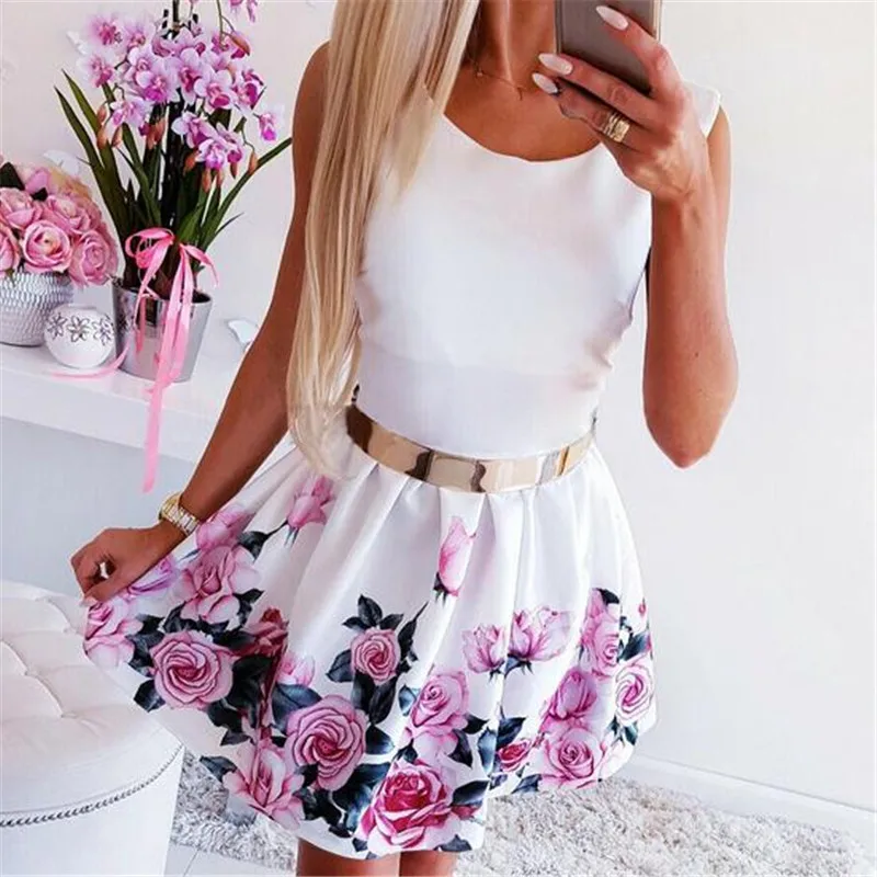 

Women Dress Vintage Boho Maxi Evening Party Beach Mini Dress Floral Fashion Sundress Vestidos Verano 2019 Sukienka