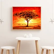 Безрамное Дерево DIY картины маслом по номерам на холсте настенные картины искусство для гостиной украшение дома подарок 806