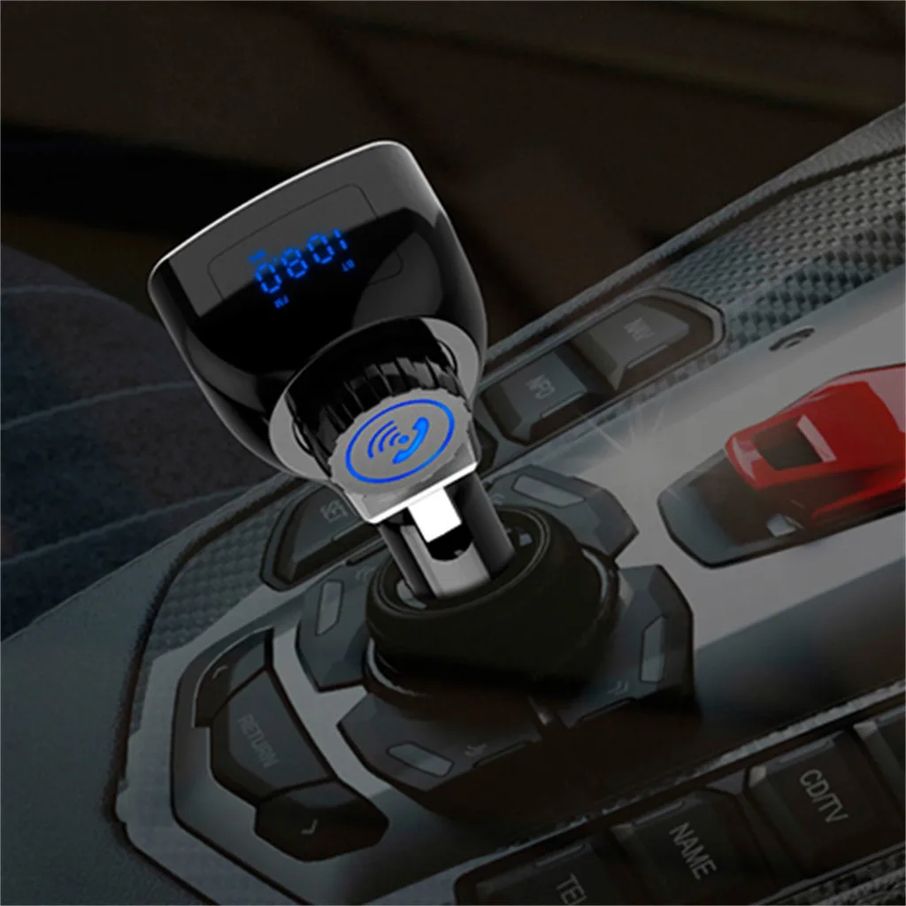 Bluetooth 3,0 MP3 плеер Автомобильный комплект Hands-free FM передатчик Поддержка с разъемом подачи внешнего сигнала AUX Вход Быстрая зарядка Dual USB Зарядное устройство Мощность адаптер
